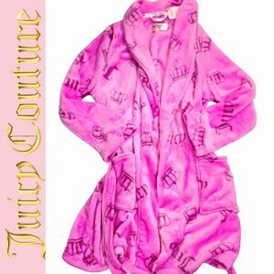 Juicy Couture Script Crown Logo Plush Collared Robe